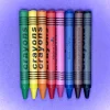 Eight colours of crayons.