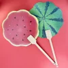 summer party bag filler A fan with a watermelon design and a bamboo handle