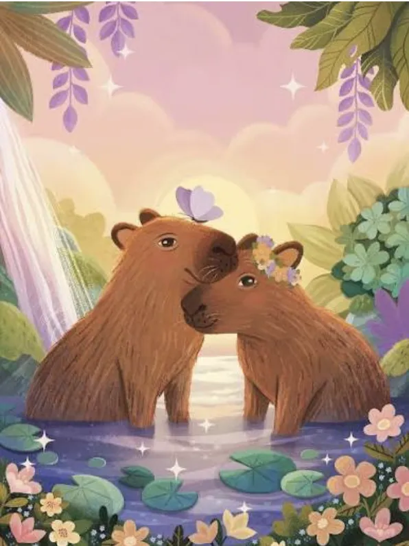 Capybara illustration party invitation